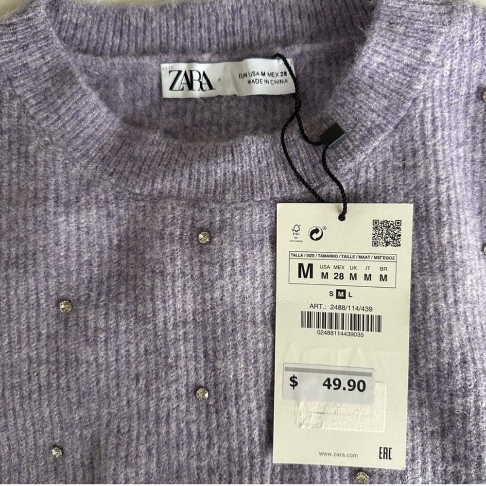 Zara beaded rhinestone sweater